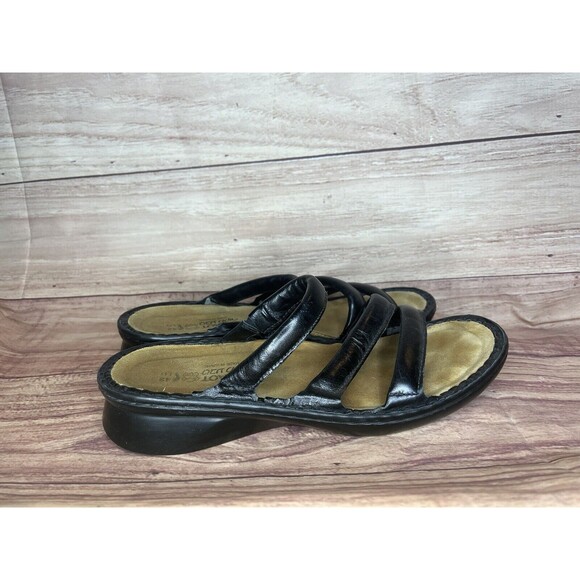 NAOT Sandals Black  Leather Sandal Israel Made Womens Size 42 US 11-11.5 - Picture 3 of 7